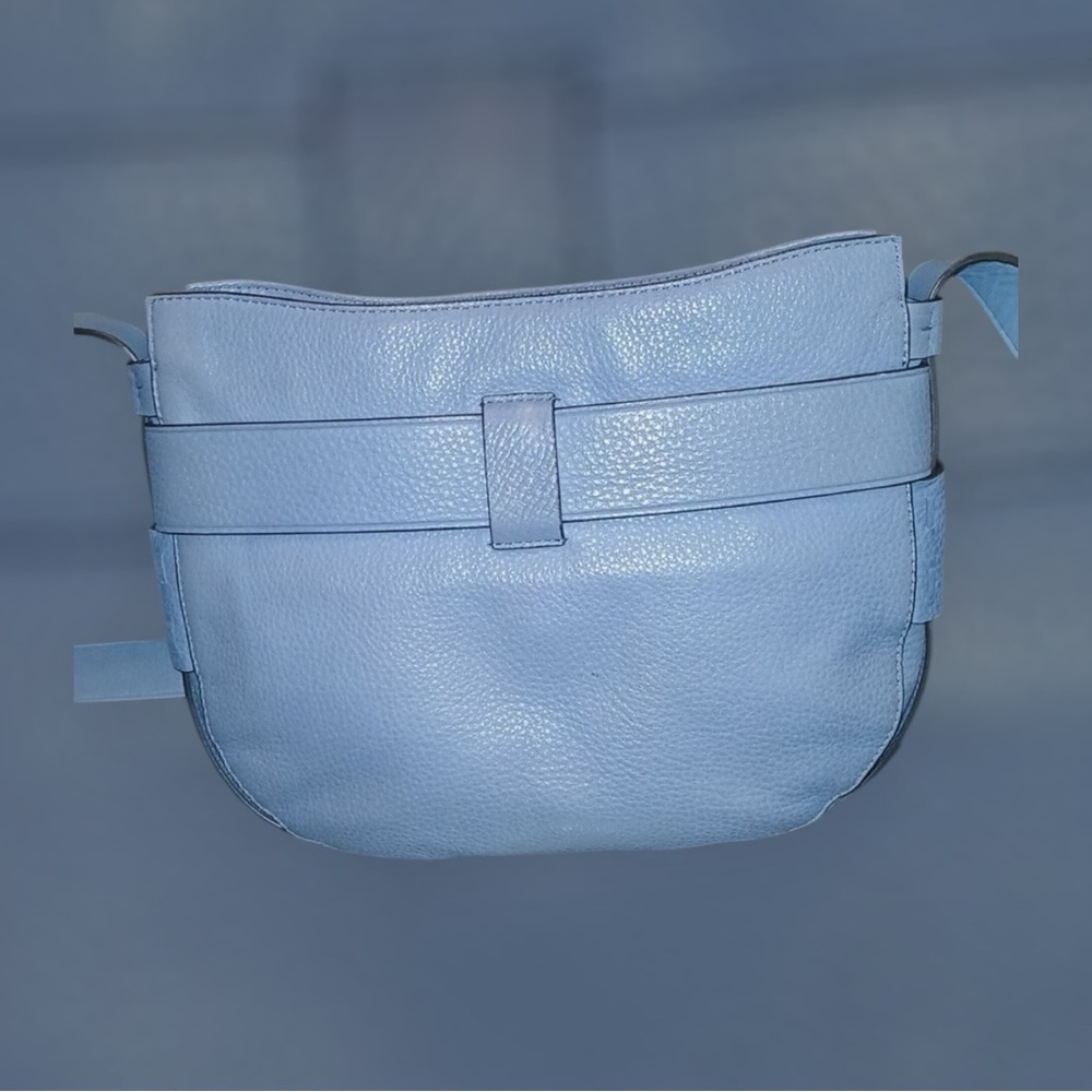 EUC Tory Burch Gemini Link blue slate pebble leather hobo messenger style - Picture 7 of 10